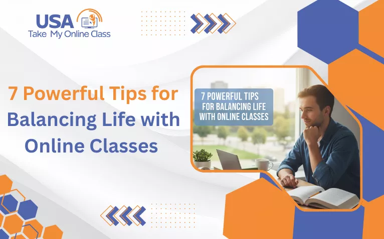 The banner image is showing Balancing Life with Online Classes