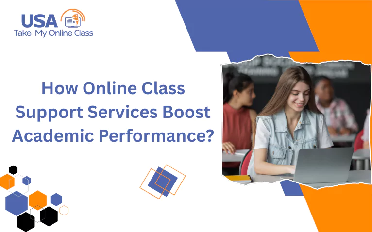 A student studying on a laptop showing how Online Class Support Services Boost Academic Performance.