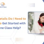 Student on laptop reviewing notes to get started with online class help