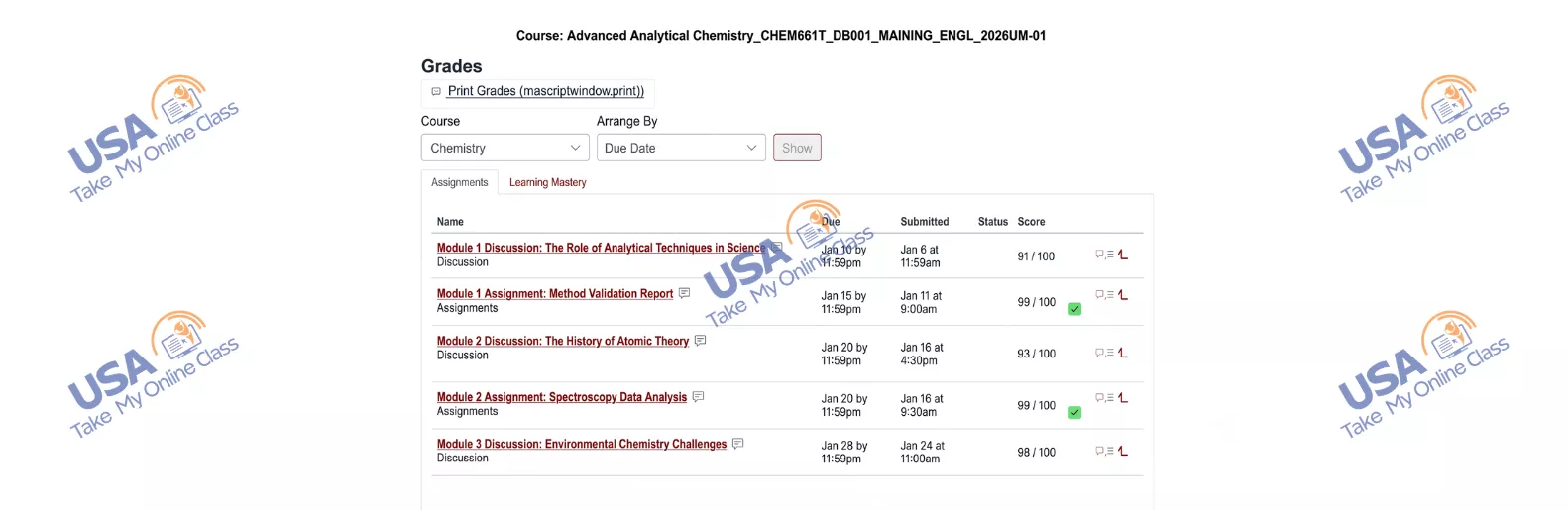 Gradebook Screenshot