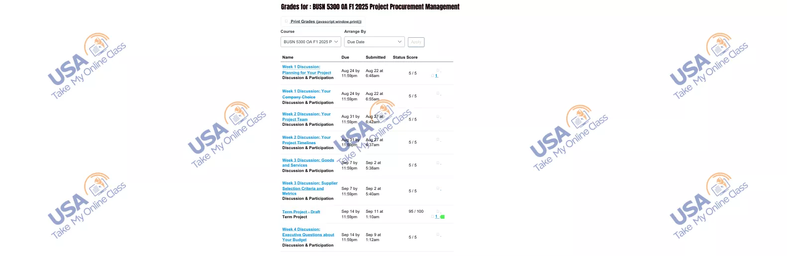 Gradebook Screenshot